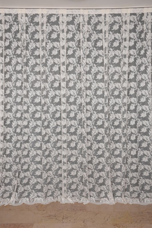 YAPRAK MODEL TÜL KREM RENK TEK KANAT Hazır Pileli Fon Perde 300*260 - 1