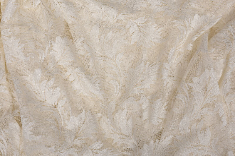 YAPRAK MODEL TÜL KREM RENK TEK KANAT Hazır Pileli Fon Perde 300*260 - 9