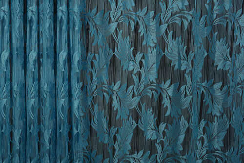 YAPRAK MODEL TURKUAZ RENK İP PERDE HAZIR DÜĞMELERİ DİKİLMİŞ İP PERDE 300*280 cm - 3