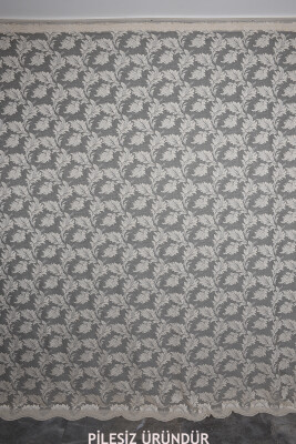 YAPRAK MODEL VİZON RENK PİLESİZ TEK KANAT Fon Perde 300*260 cm - AKÇA TEKSTİL