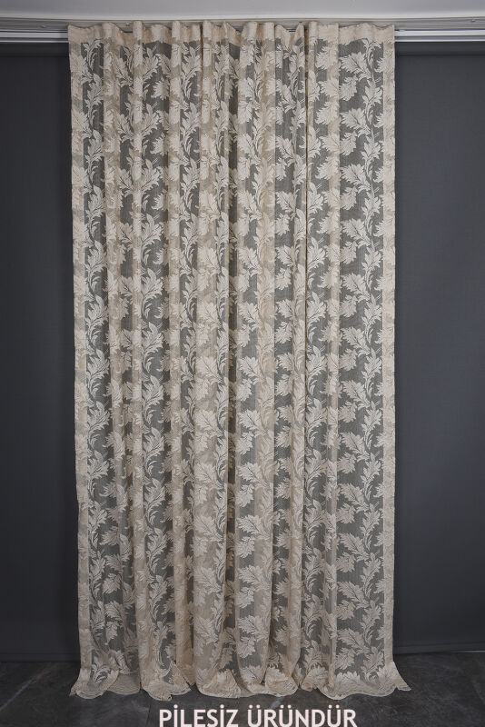 YAPRAK MODEL VİZON RENK PİLESİZ TEK KANAT Fon Perde 300*260 cm - 2