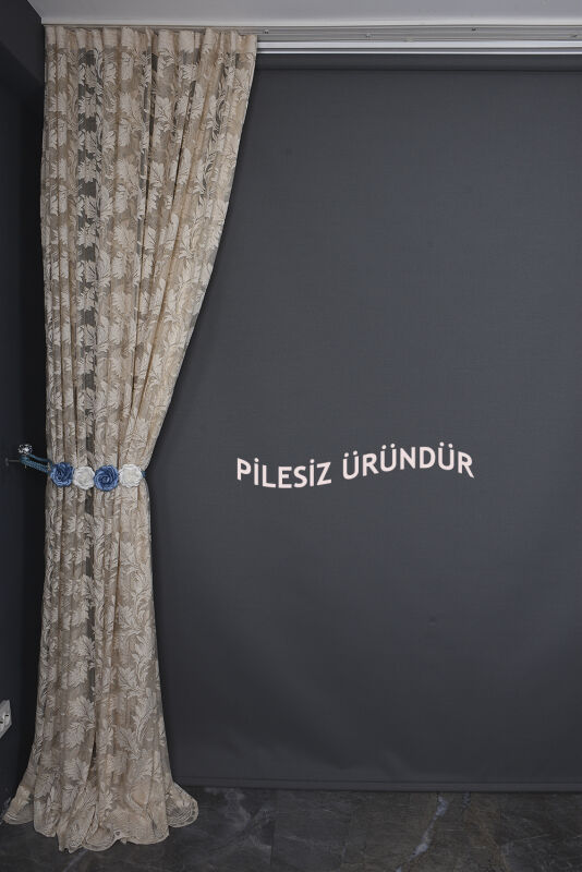 YAPRAK MODEL VİZON RENK PİLESİZ TEK KANAT Fon Perde 300*260 cm - 8