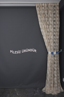 YAPRAK MODEL VİZON RENK PİLESİZ TEK KANAT Fon Perde 300*260 cm - 9