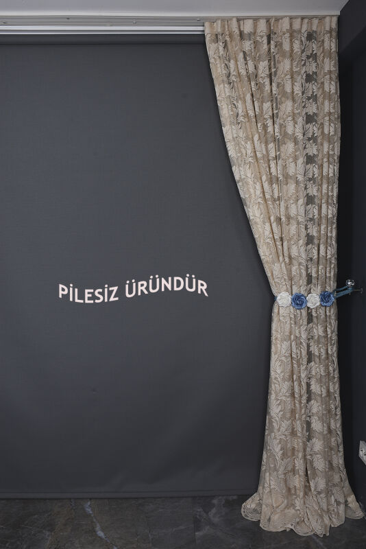 YAPRAK MODEL VİZON RENK PİLESİZ TEK KANAT Fon Perde 300*260 cm - 9