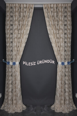 YAPRAK MODEL VİZON RENK PİLESİZ TEK KANAT Fon Perde 300*260 cm - 10