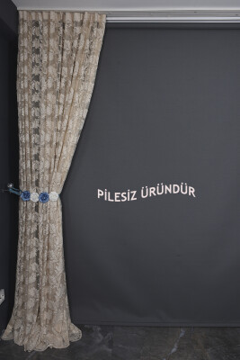 YAPRAK MODEL VİZON RENK PİLESİZ TEK KANAT Fon Perde 300*260 cm - 7